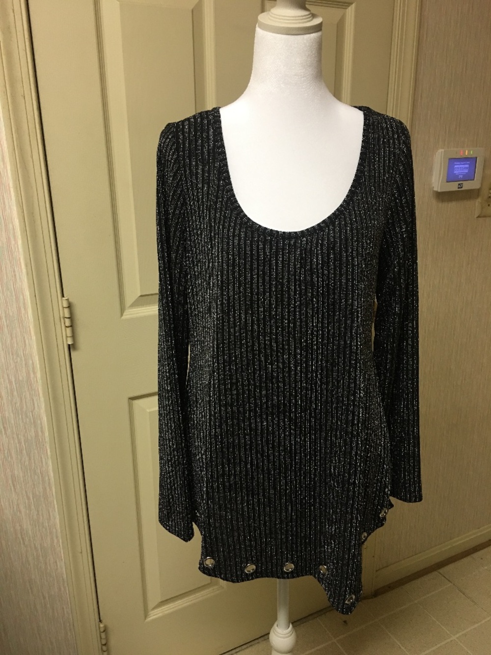 Belldini black and silver pullover dressy top
